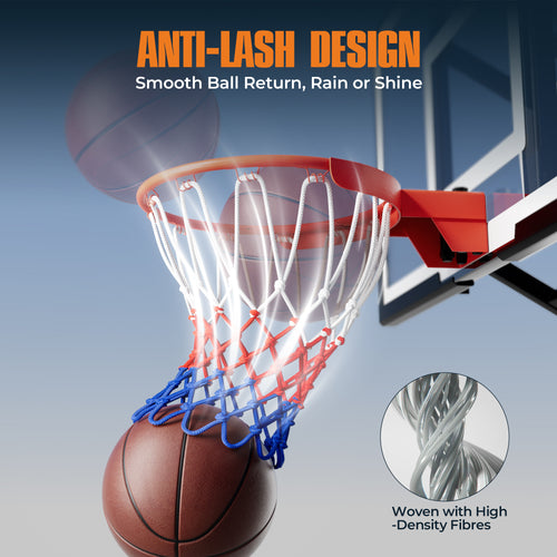KADOKADO 2PCS Basketball Net Replacement, 2x50g Lightweight Basketball Nets for for Kids & Family Use, All Weather Anti Whip Color Never Fade -12 Loops
